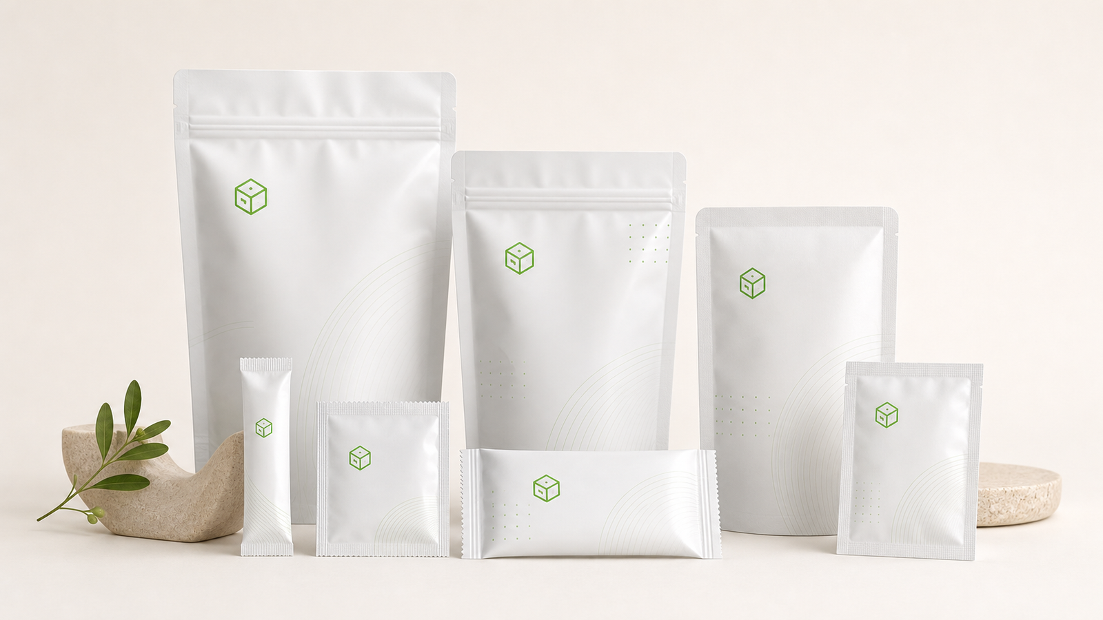 Flexible pouch and sachet packaging samples